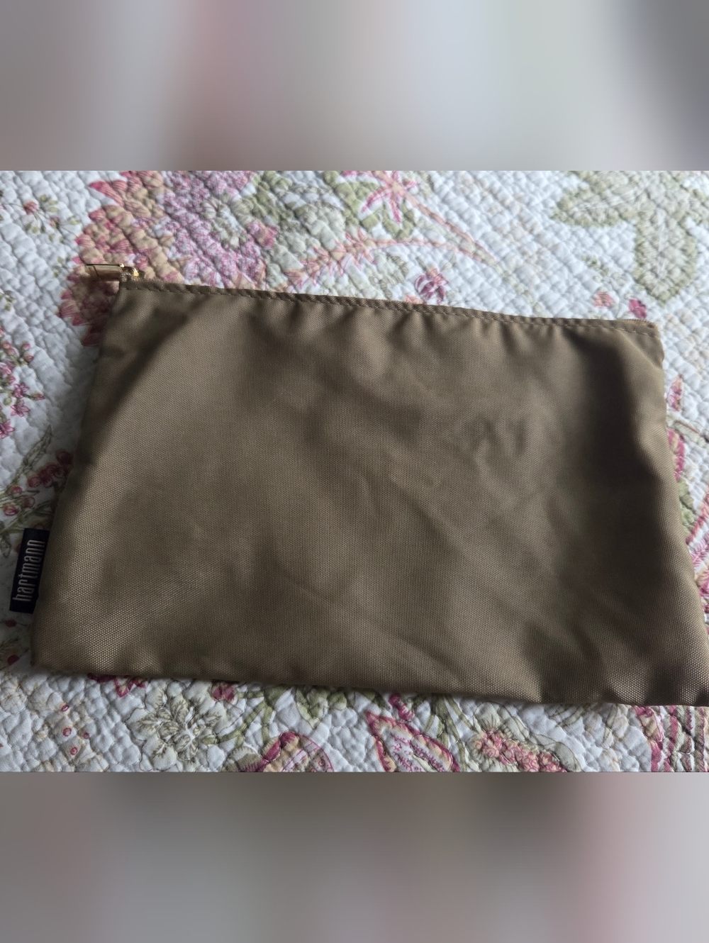 Hartmann Vintage Tan Zip Pouch Cosmetic Clutch